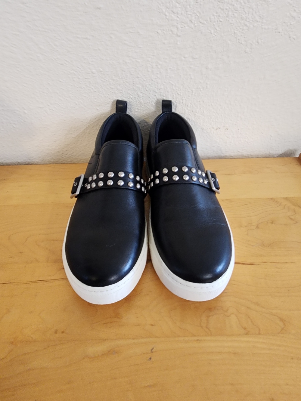 Marc by Marc Jacobs Black Leather Slip-On Sneakers with Silver Studs